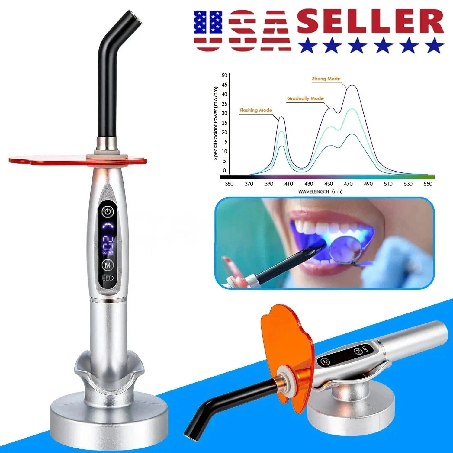 Lots Dental Wireless Cordless LED Cure Curing Light Lamp 2000mw 5W Tool Resin