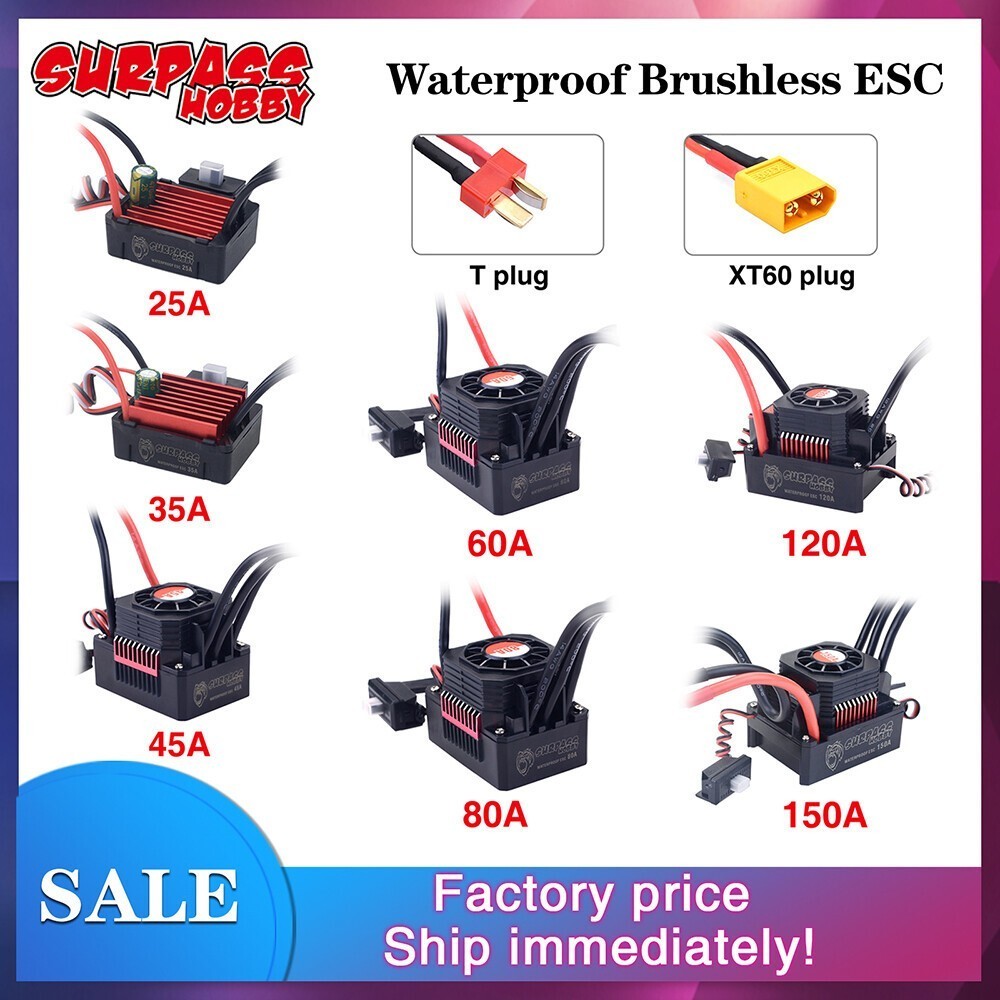 SURPASSHOBBY 150A 80A 120A 25A 35A 45A 60A ESC for 1/8 1/10 1/12 RC Car Motor