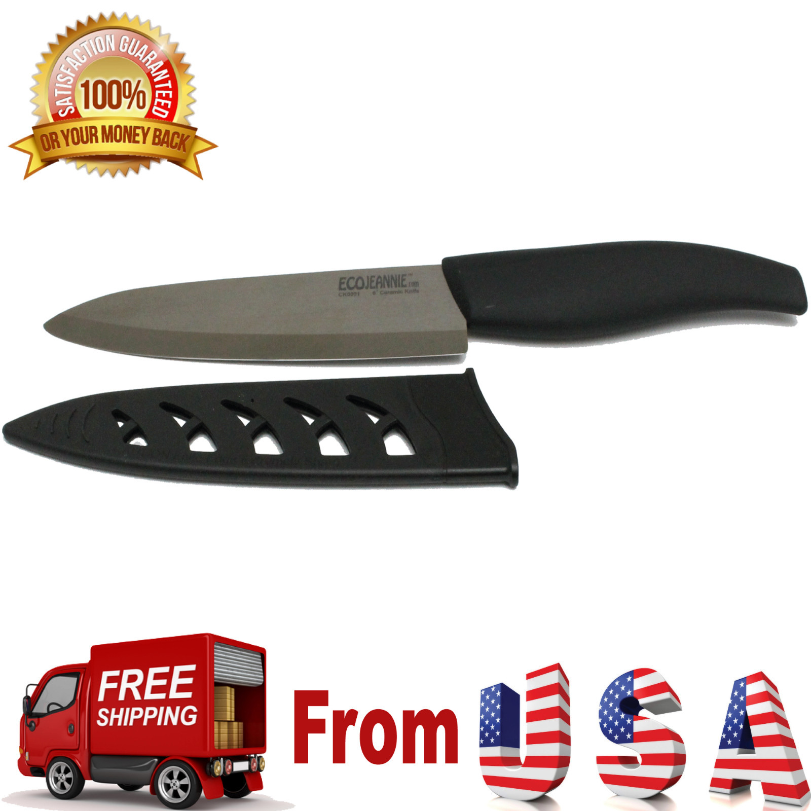 [BRAND NEW] EcoJeannie 6 Inch Advanced Ceramic Chef's Knife with Plastic Cover