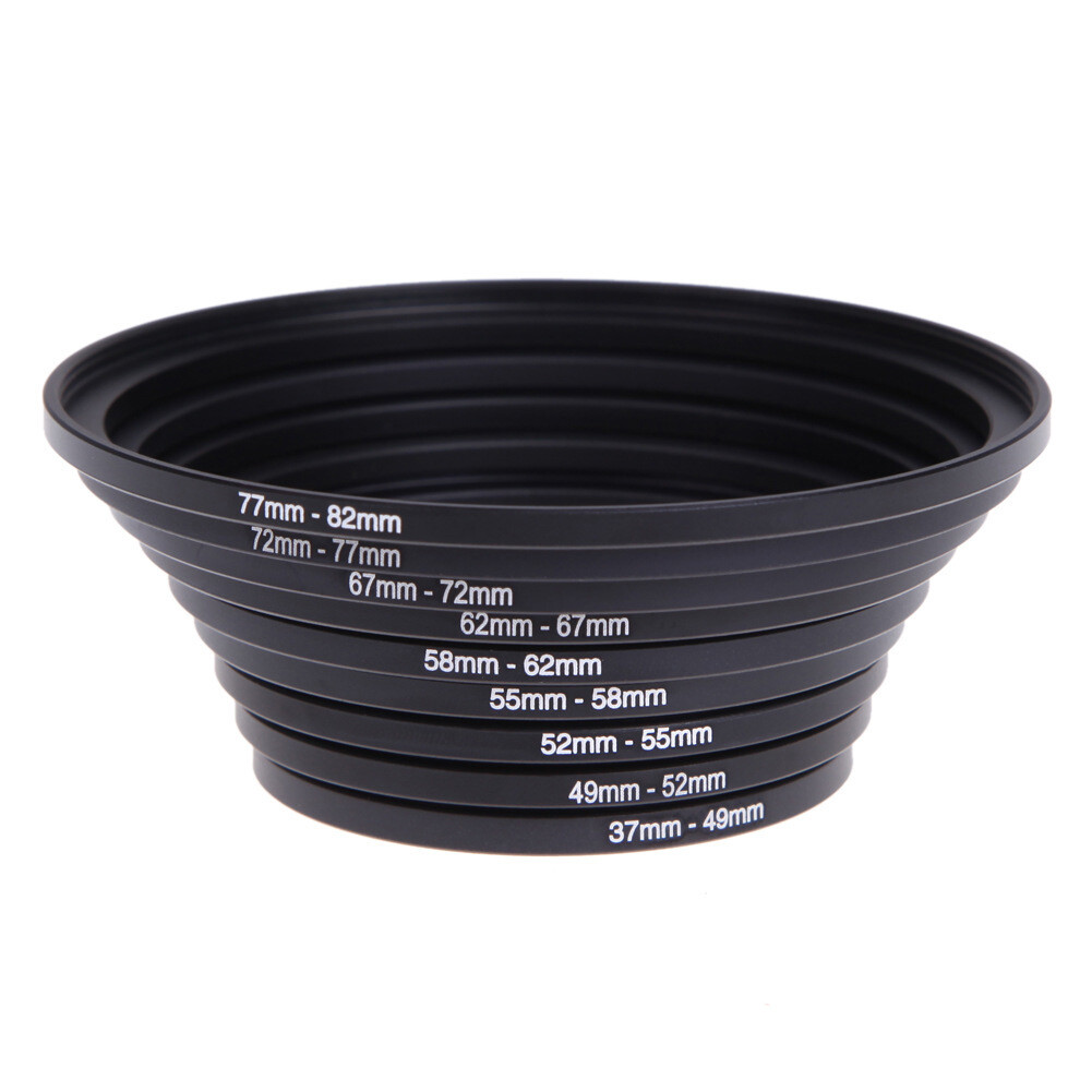 18pcs Camera Lens Filter Adapter Kit 9pcs Step Up Ring & 9pcs Step Down Set
