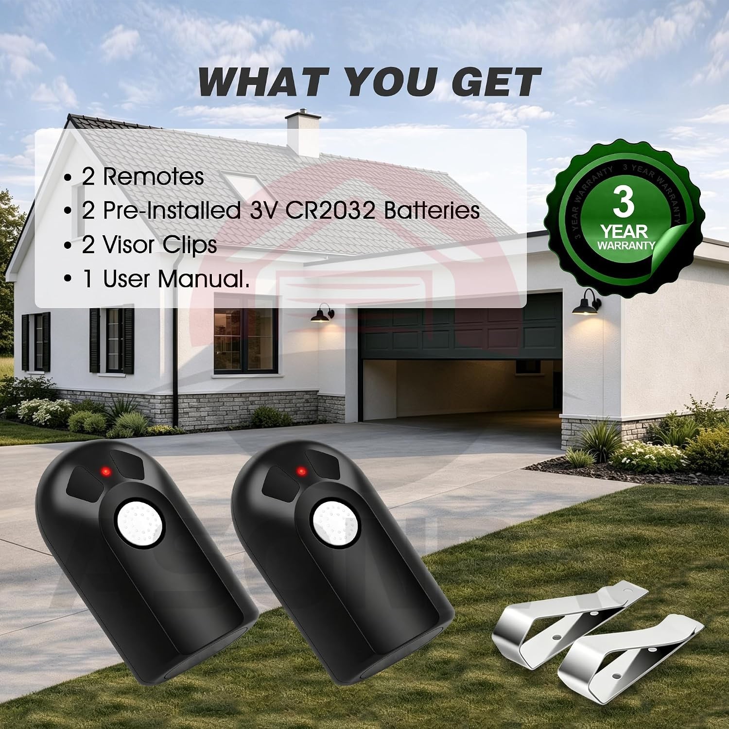 Lightweight 2-Pack Garage Door Remote with Rolling Code Security - Genie & More