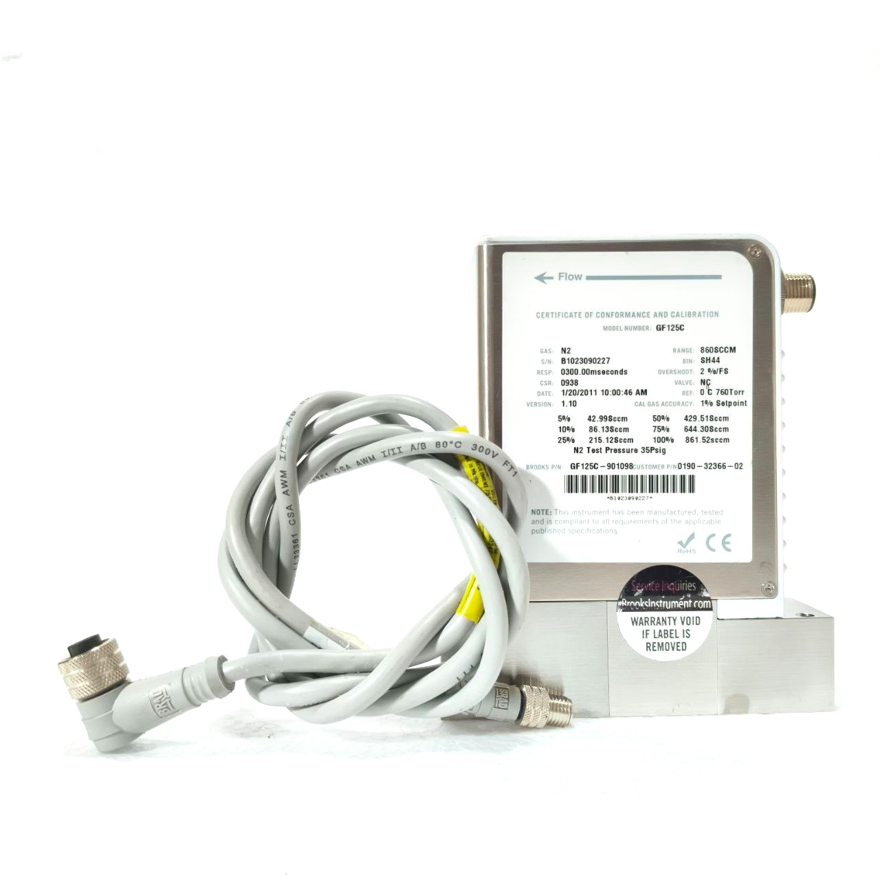 BROOKS GF125C MASS FLOW CONTROLLER O2 600SCCM