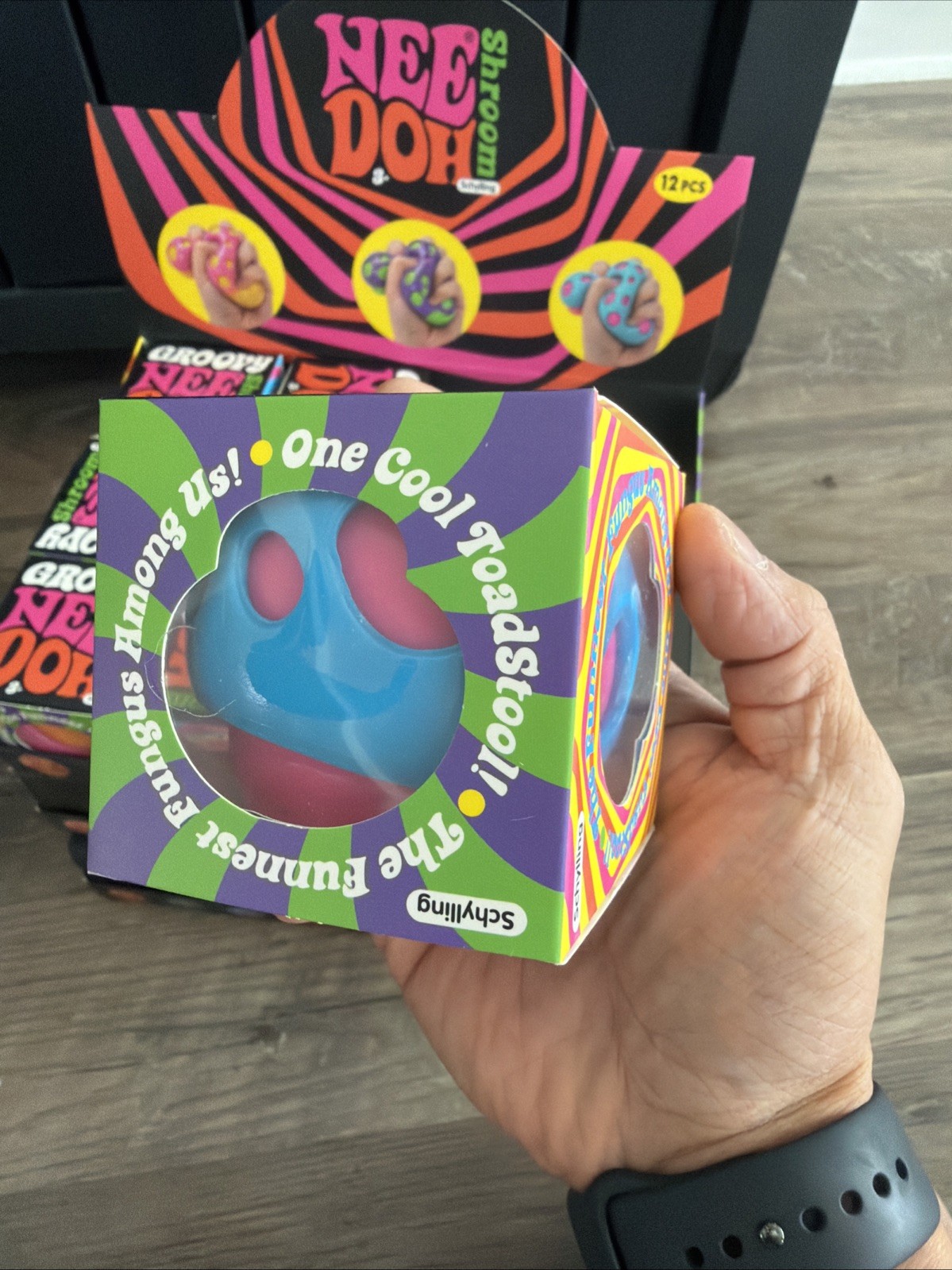 Schilling Nee Doh Groovy Shroom Squishy Stress Pink/Blue Toy *New In Box* Rare
