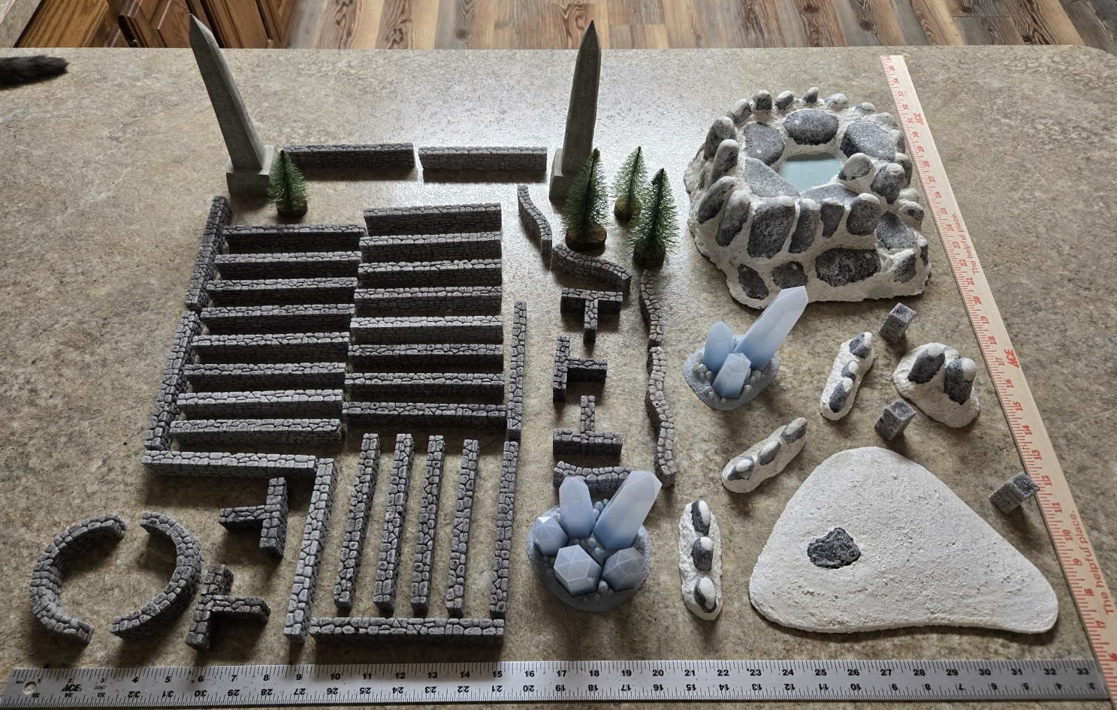 Tabletop Miniature Gaming Terrain Lot E - Trees, Outcroppings, Obstacles, etc.