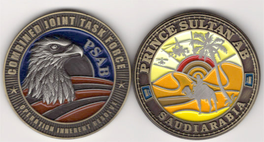 PSAB Military Challenge Coin Prince Sultan Airbase Saudi Arabia Eagle Apache