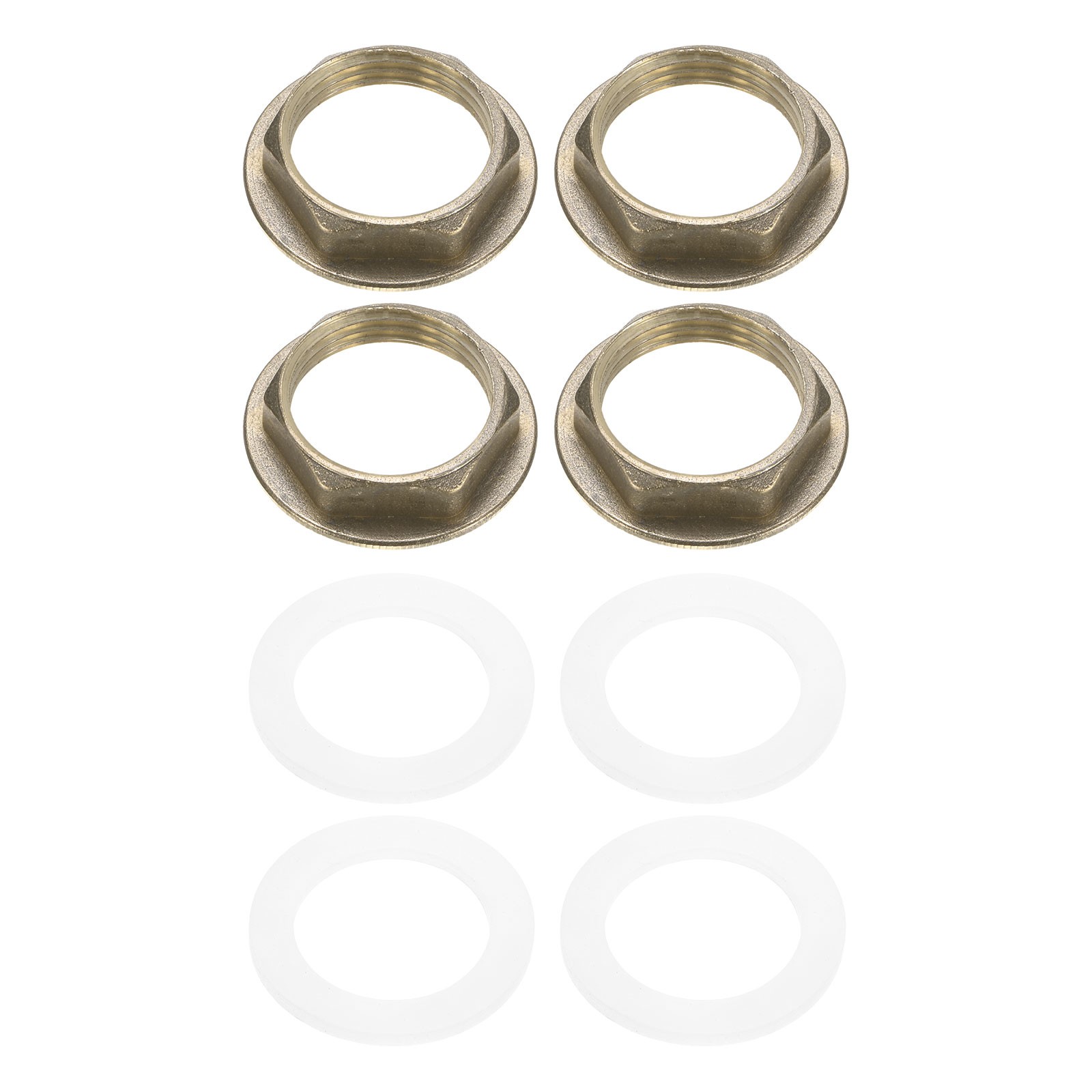 4 Pcs Brass G 1" Pipe Fitting Flange Hex Locknuts with Washer