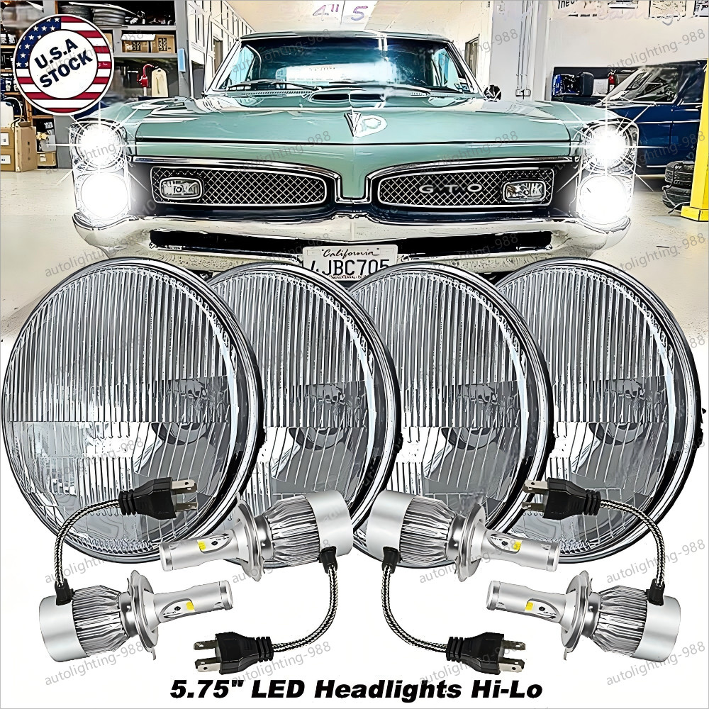 4PCS 5.75" 5 3/4" LED Headlights HI/LO Beam for Pontiac GTO Grand Prix Firebird