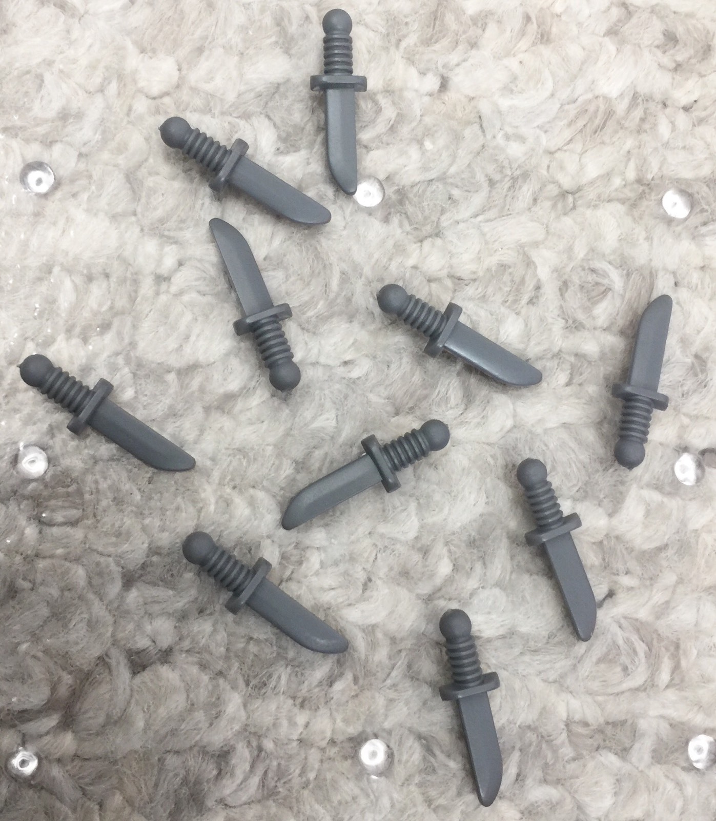 Lego 10 Dark Bluish Gray Knife / Knives,City Mini Figures Weapon / Kitchen Parts