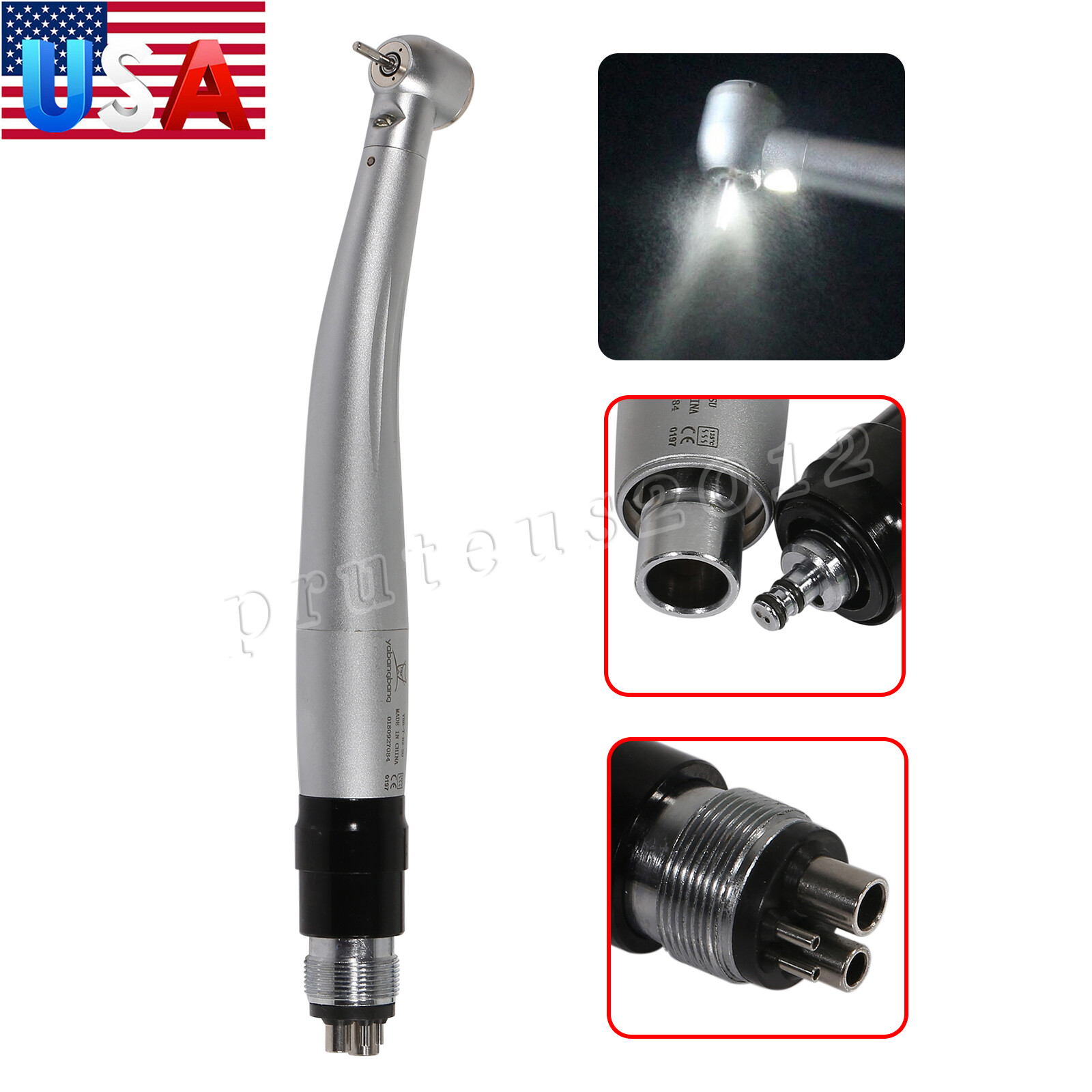 Dental E-generator LED High Speed Handpiece Steel & quick Coupler 4 Hole