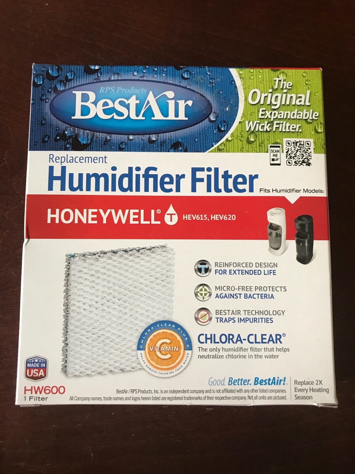 BestAir Wick Filter Replacement HW600 For Honeywell HEV 615 & HEV 620 Humidifier