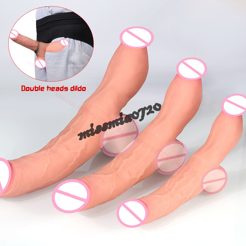 Soft Silicone Double Heads Dildo Lesbian Masturbation Penis Long Vagina Plug