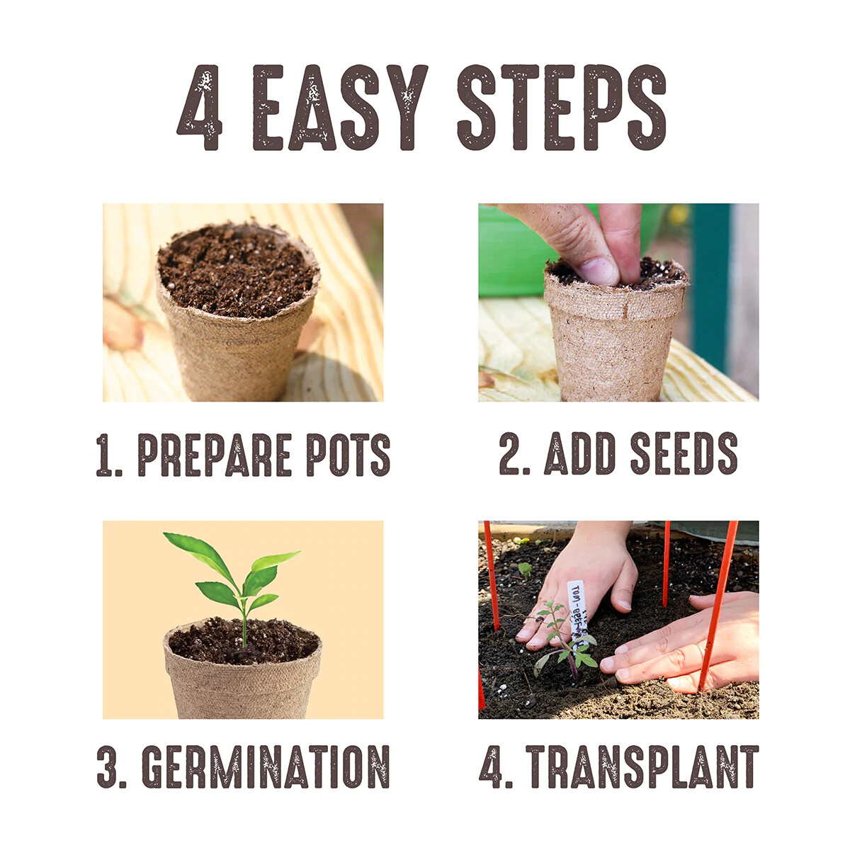 Jiffy 4 Inch Round Peat Pots BIODEGRADABLE Seed Starting Growing FAST FAST SHIP