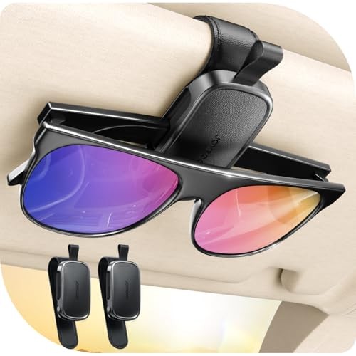 Sunglass Holder for Car Visor, Boyfriend Gifts & Car 2 Pack Dark Black