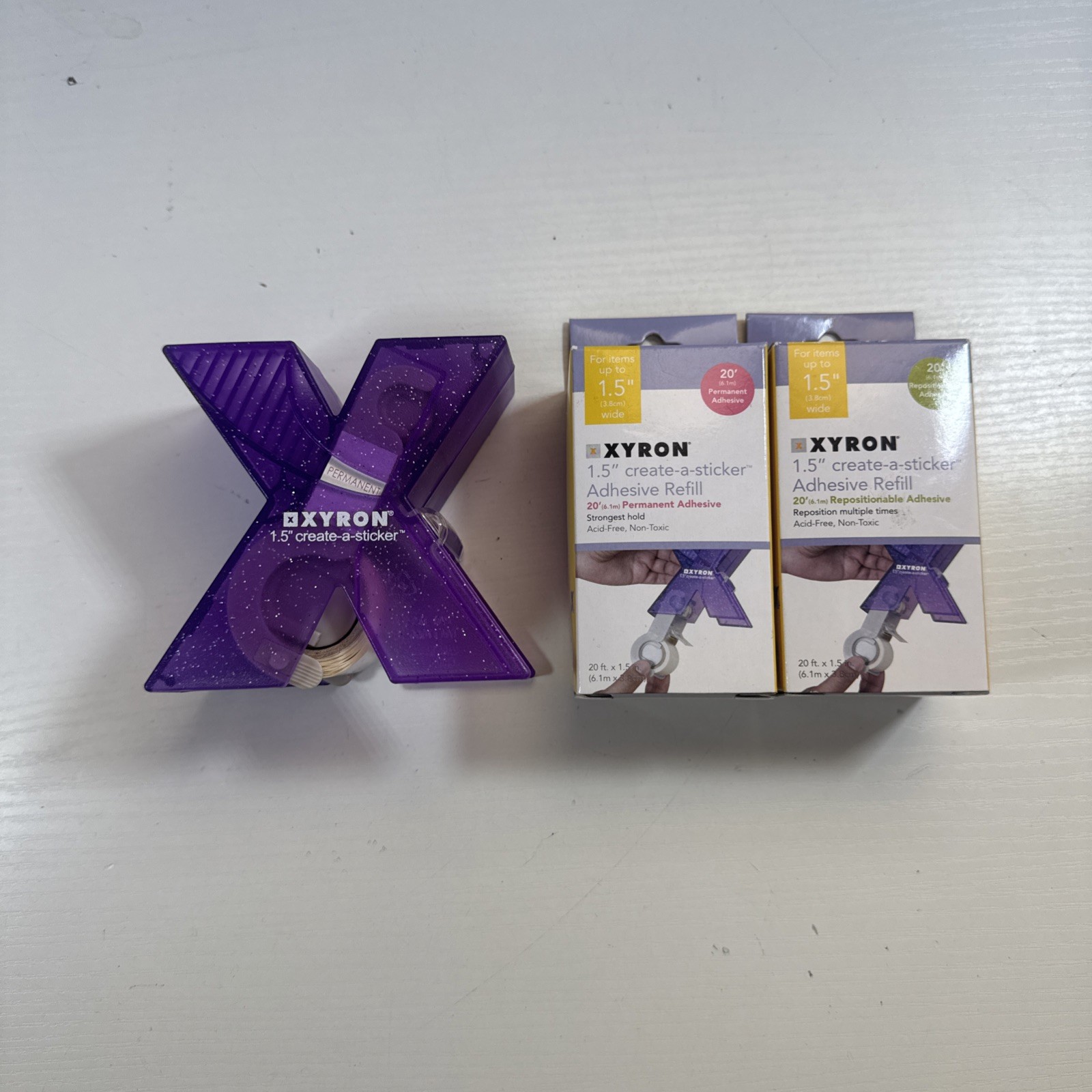 XYRON 1.5" Create-A-Sticker Maker EUC And Two New Adhesive Refill Rolls