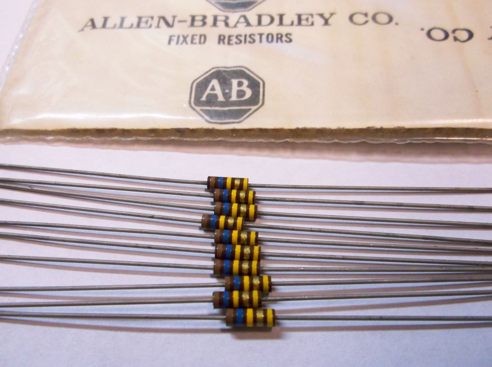 Allen Bradley 160k  5% 1/4 watt  RCR  Carbon Comp Resistors  10pcs