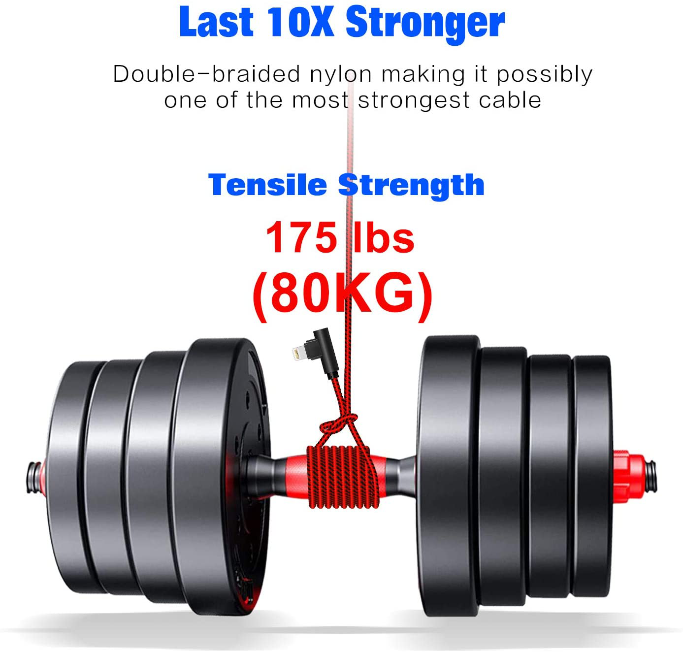 3-Pack 10FT 90 Degree IPhone Cable Fast Charger Cord Right Angle Nylon Braided