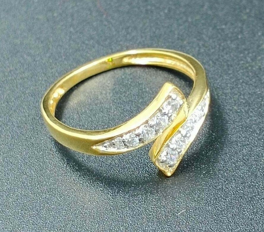 Real Moissanite Women Bypass Toe Ring Yellow Gold Plated  925 Silver