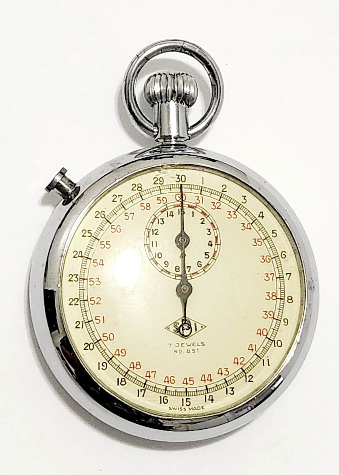 Vintage SPI Stopwatch 851 Project/Repair 7 Jewels 1/10 Second As Is