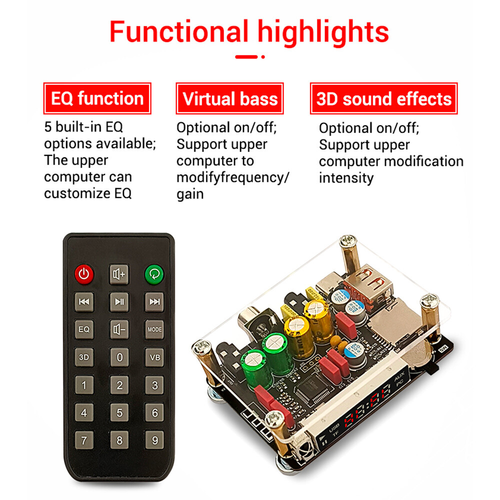 ZK-DAM-K1 DSP Tuning Preamp Bluetooth Decoder Board U Disk Sound Card Decoding