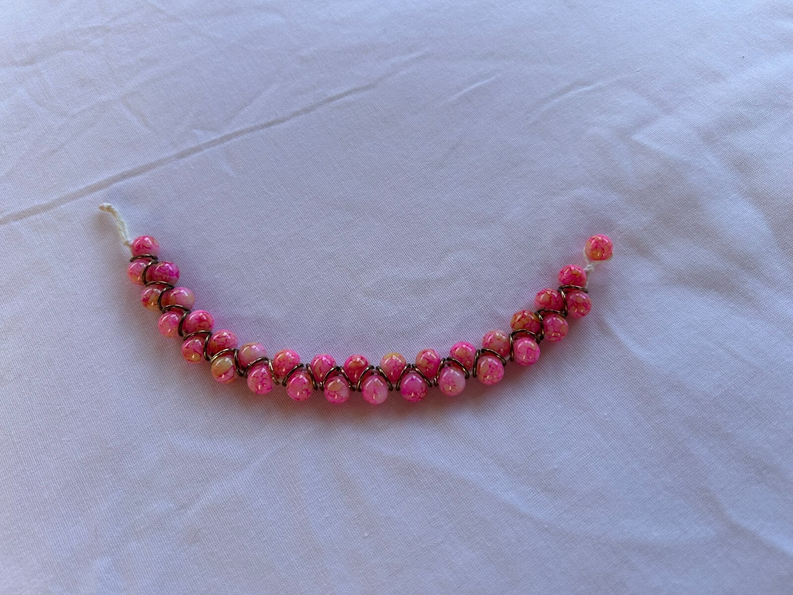 Woman's Handmade Pink/Gold Beaded Bracelet