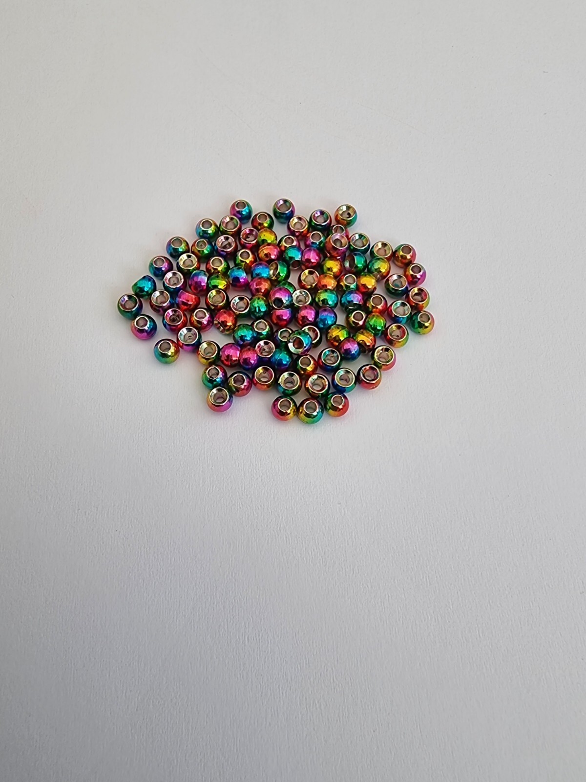 Fly Tying Materials 3.3mm 25 Packs Countersunk Rainbow Tungsten Beads.