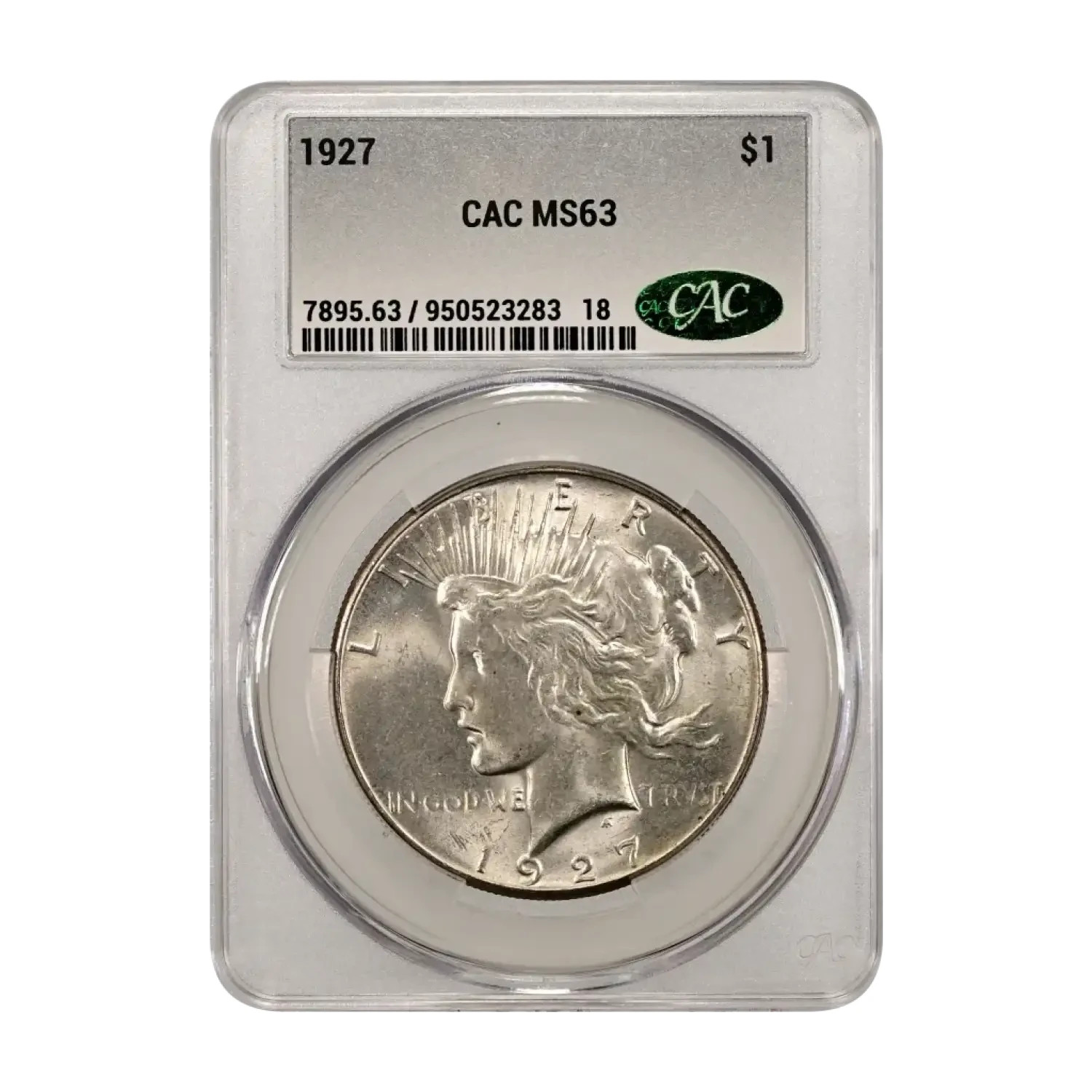 1927 PEACE DOLLAR CACG MS63