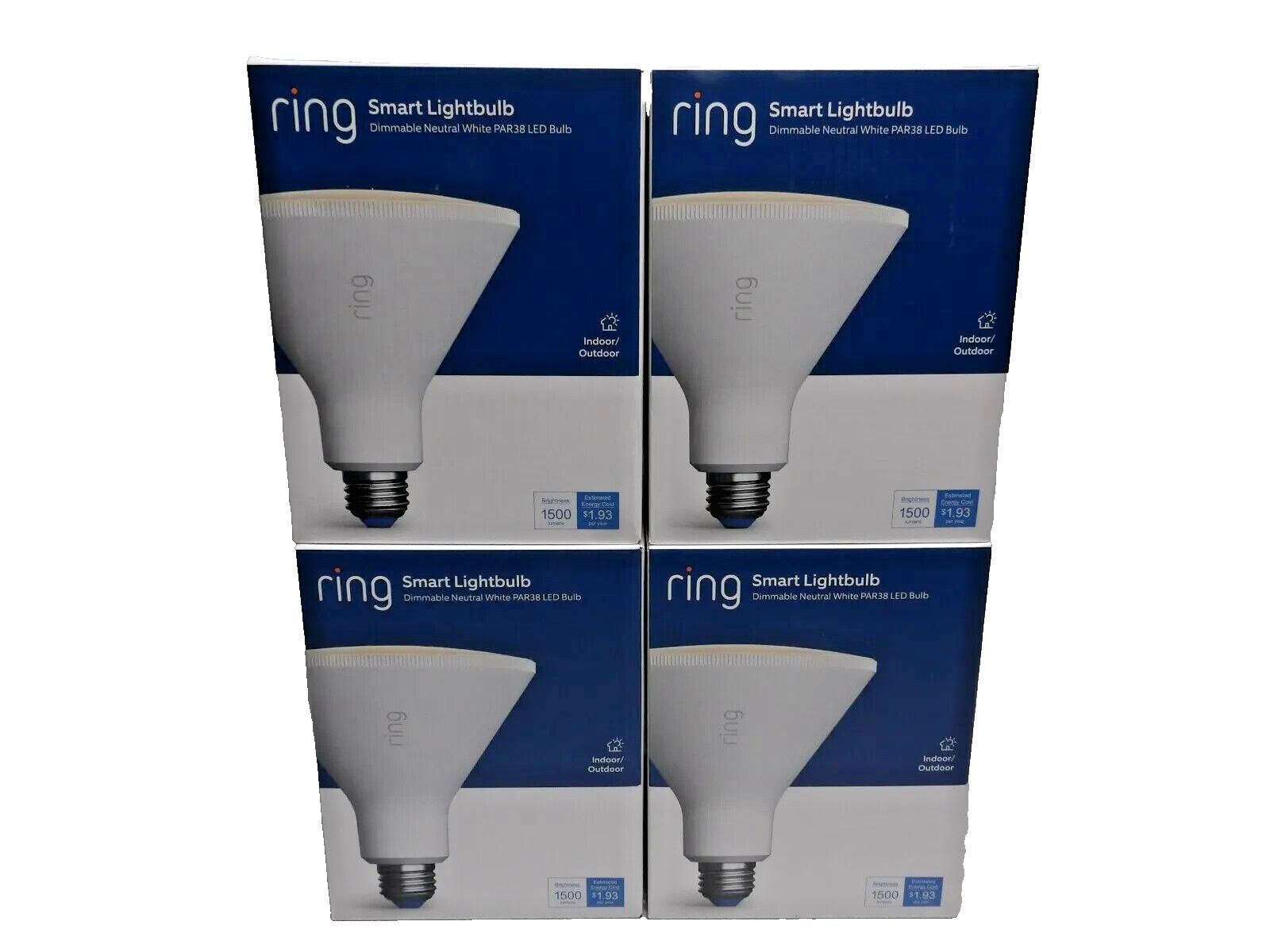 CASE OF 6 PCS RING PAR38 FLOOD LIGHT BULBS 5AT1S4-WEN0 SMART WIFI LED Open Box