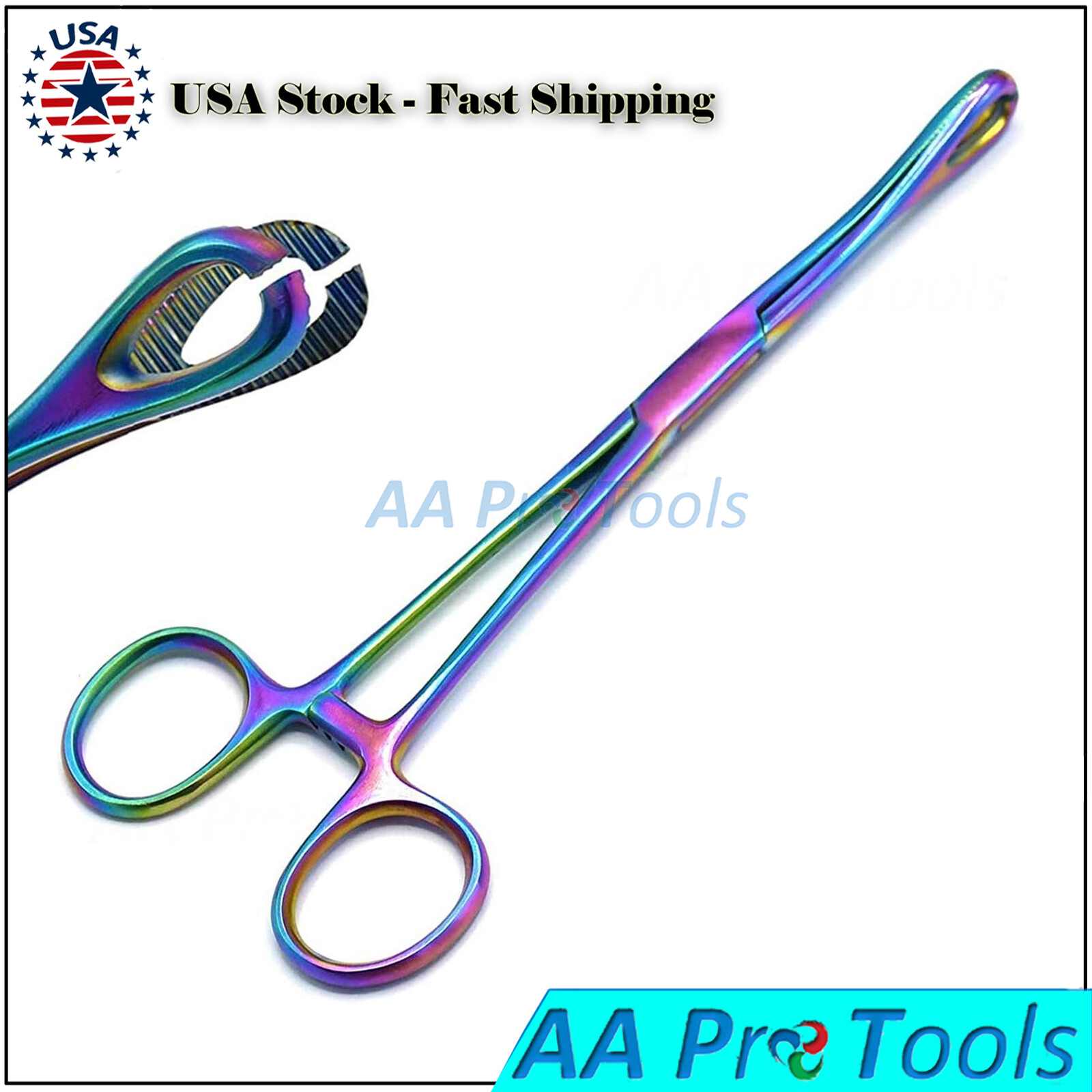 New Body Piercing Sponge Forceps 7" Slotted Multi Titanium Color A+Quality