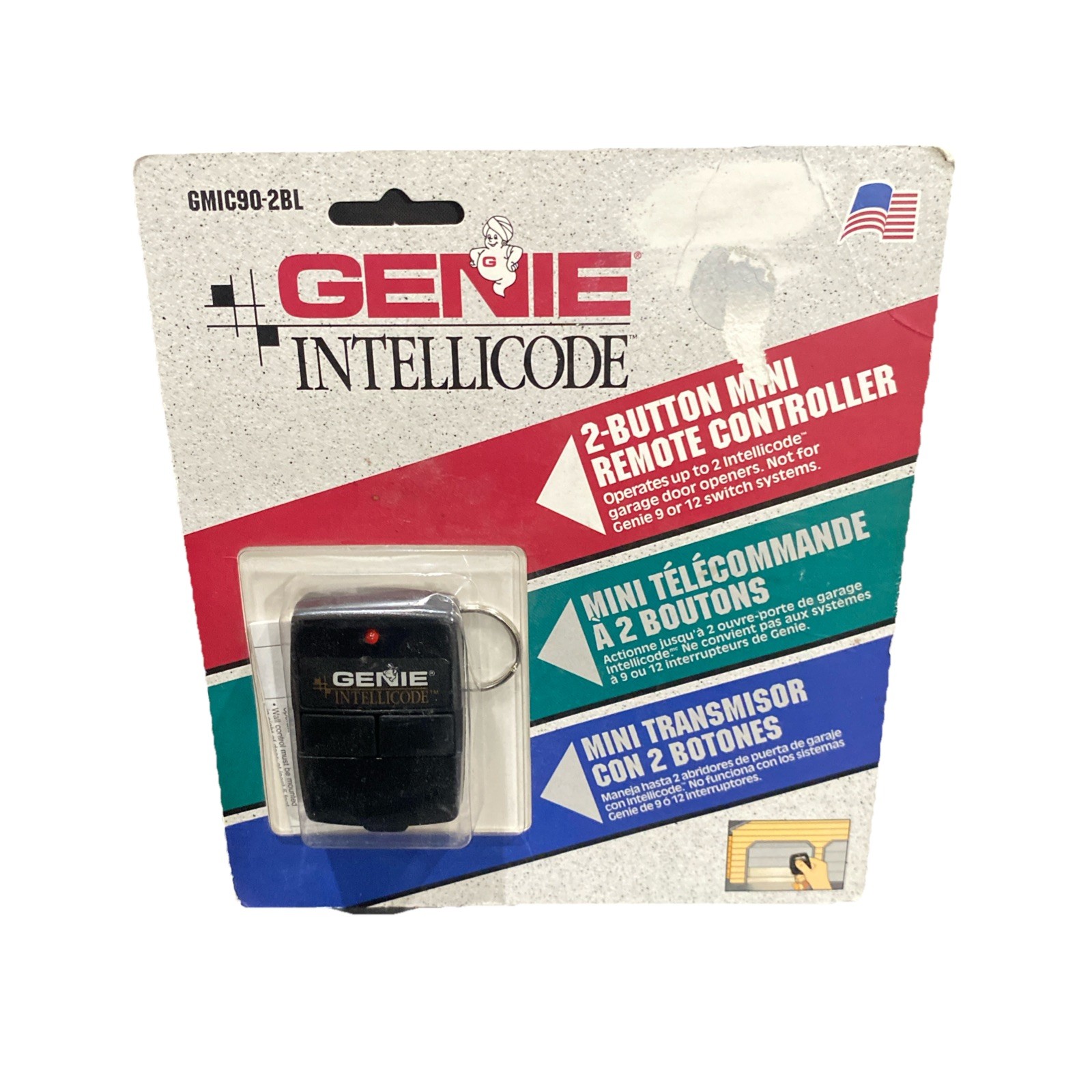 Genie Intellicode - 2 Button Mini Remote Controller Garge Door Opener GMIC90-2BL