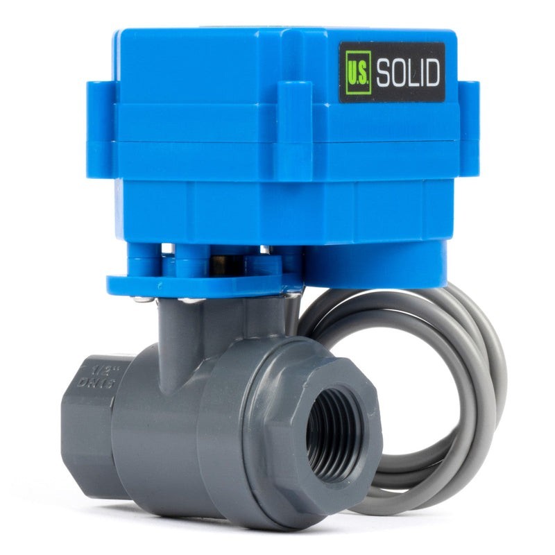 U.S. Solid 1/2" UPVC Motorized Ball Valve 85-265V AC 2 Wire Auto Return NO Full