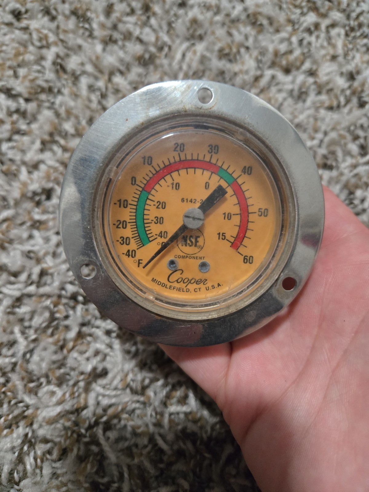 Cooper-Atkins 6812-01-3 vapor tension panel thermometer with a back flange.