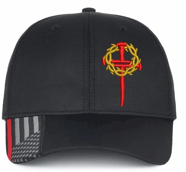 Christian Hats for Men and Women Red Line Jesus Cross with Crown of Thorns
