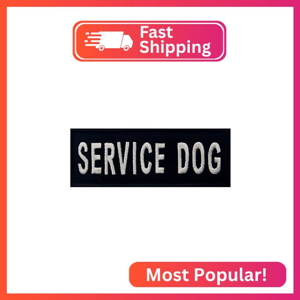 Service Dog Vests/Harnesses Emblem Embroidered Fastener Hook & Loop Patch, 4 X 1