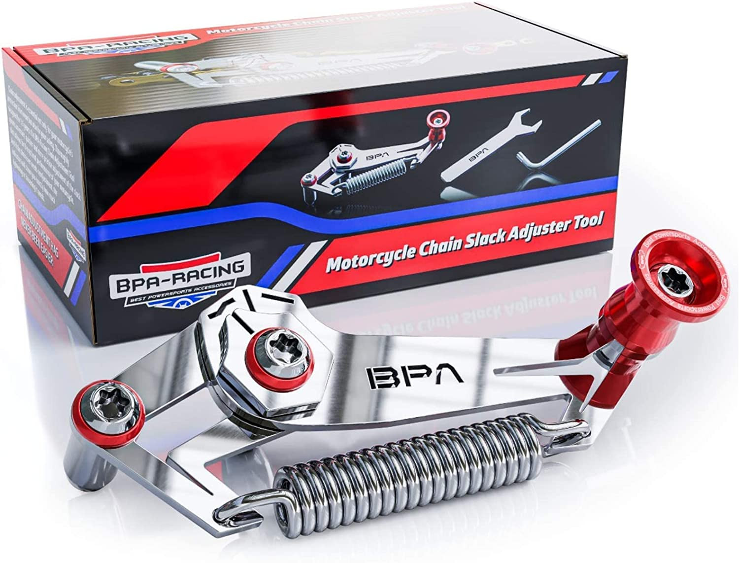BPA-RACING Motorcycle Chain Slack Adjuster Tool - Innovative Chain Tensioning...