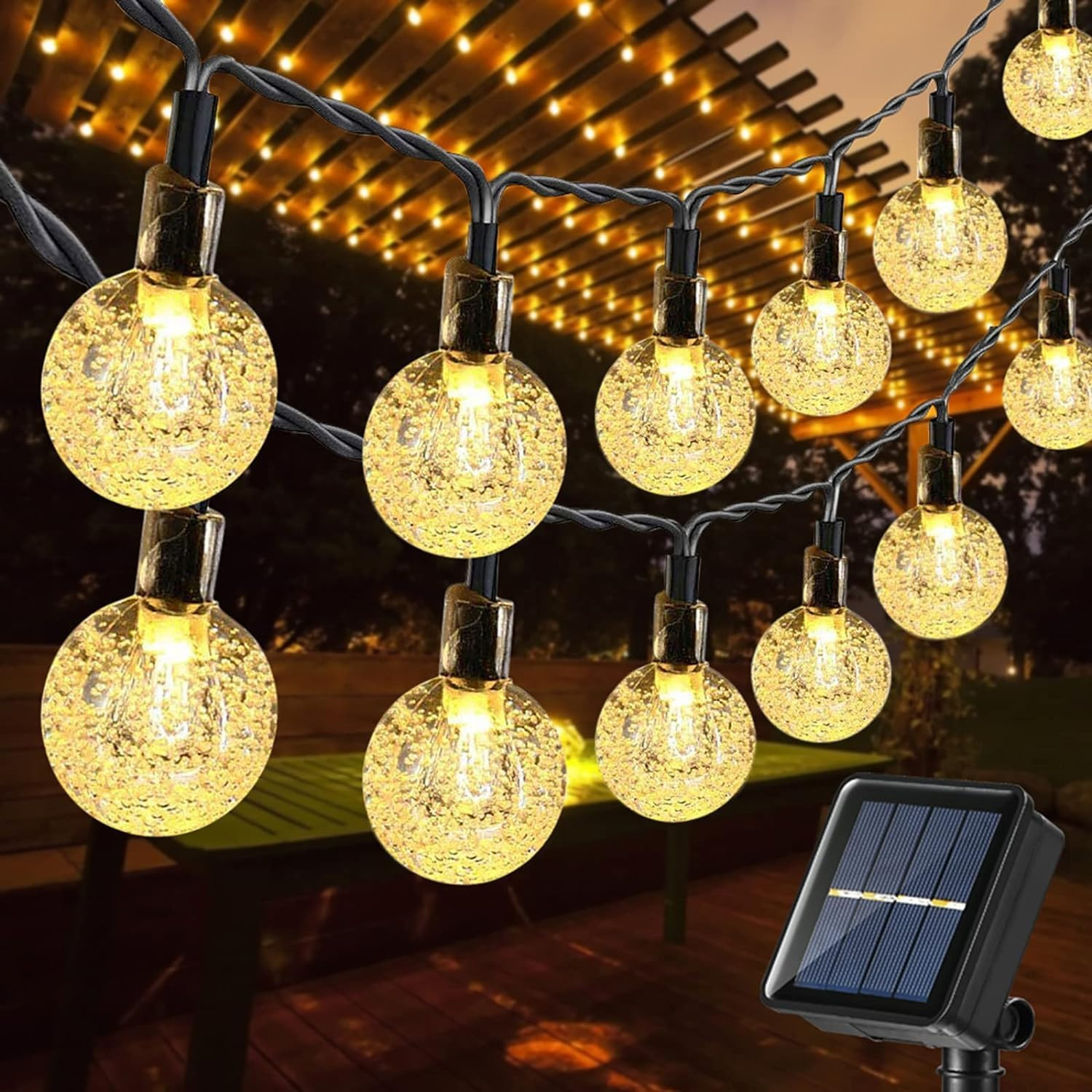 Solar String Lights Outdoor, 36ft 60 LED Globe String Light with 8 Mode, Wate...
