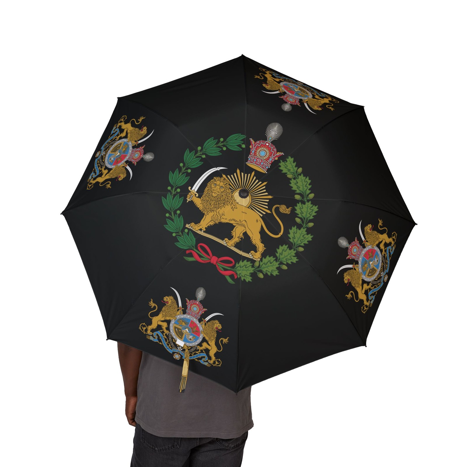 Iran Flag Umbrella | Lion and Sun | Black | Pahlavi Dynasty | Javid Shah | MIGA