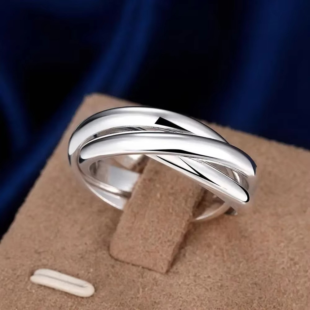 Genuine 925 Sterling Silver 3 Band Russian ring all occasions women's size