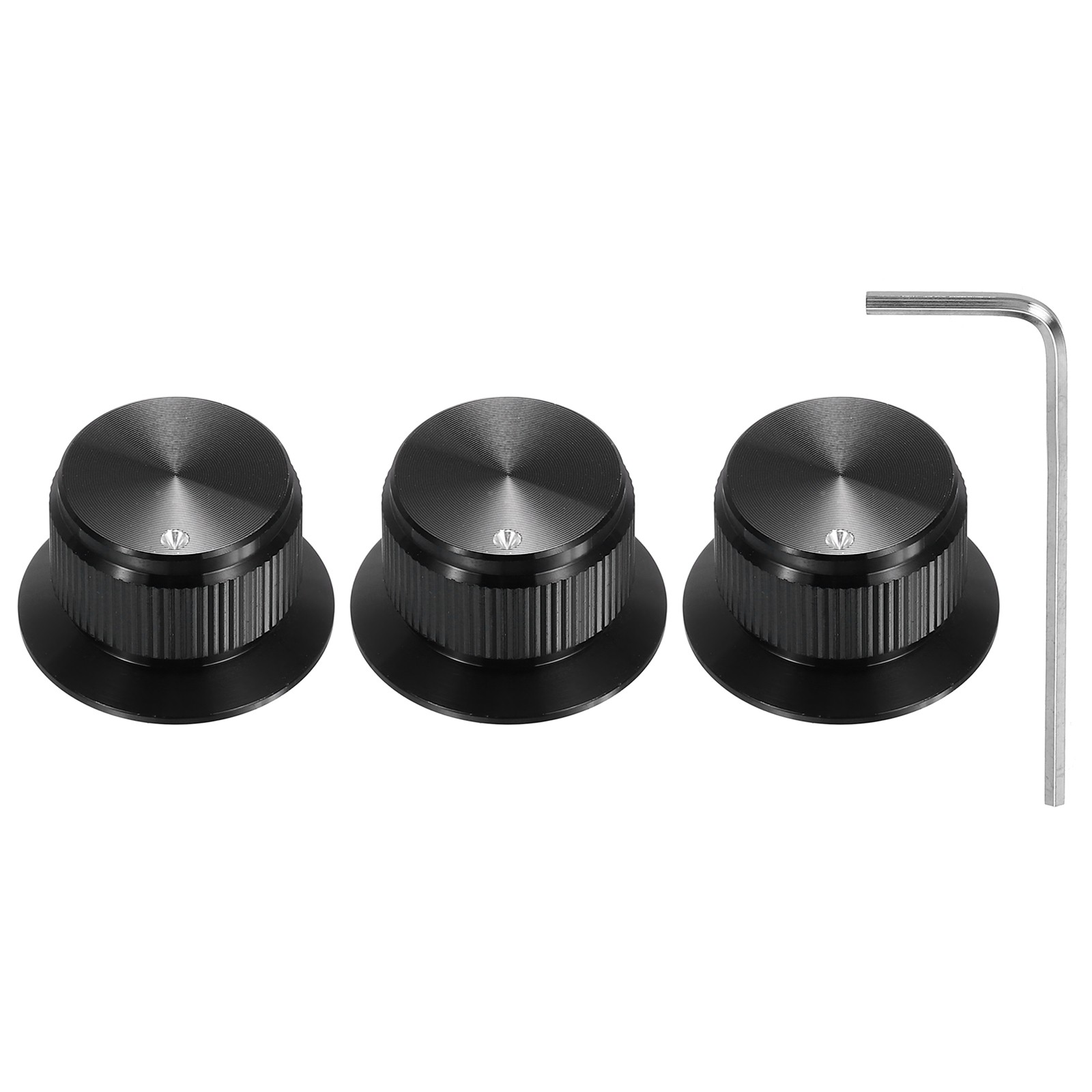 3Pcs Aluminium Potentiometer Knobs 1/4" Volume Tone Control Top Hats Black