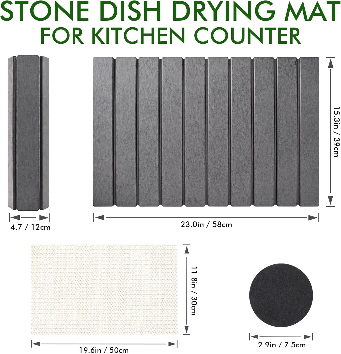 Kitchen Countertop Stone Drying Mat, Size 23 inches x 15.3 inches