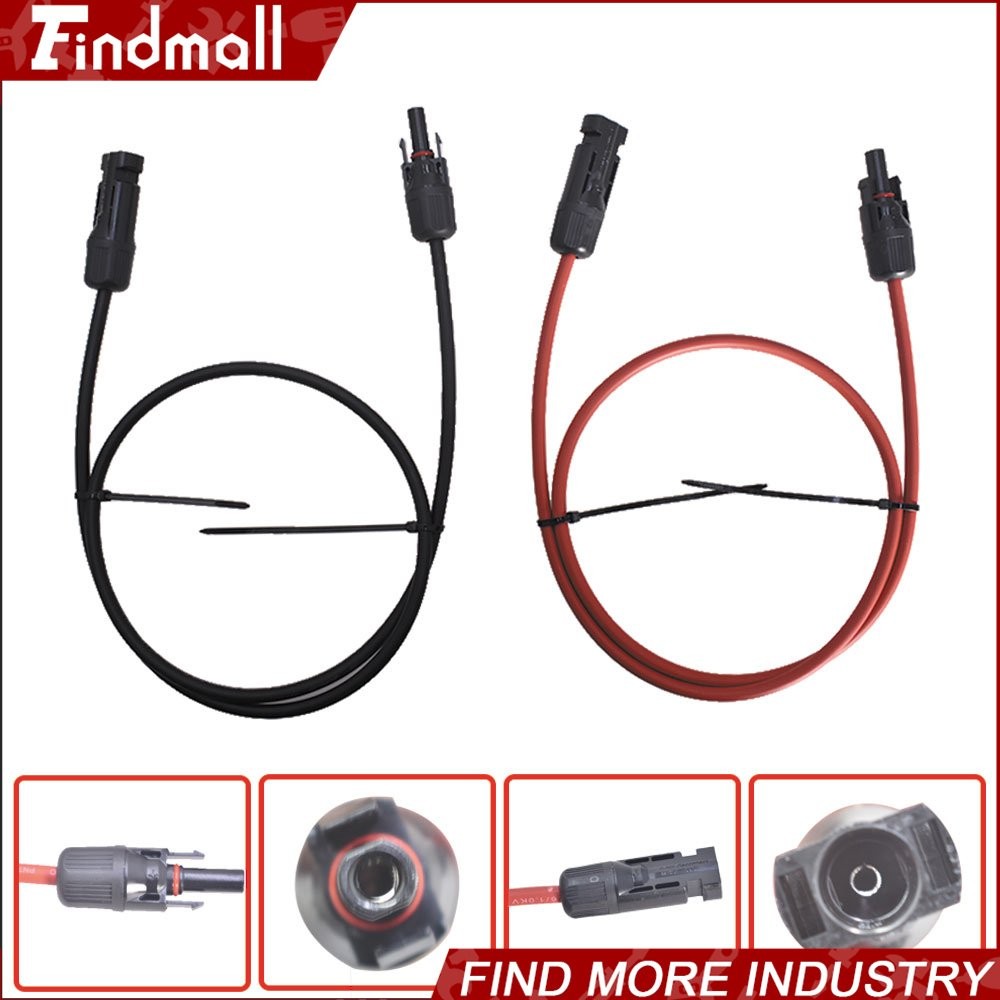 Findmall 1 Pair 15FT Durable Solar Panel Extension Cable Wire Connector 12AWG
