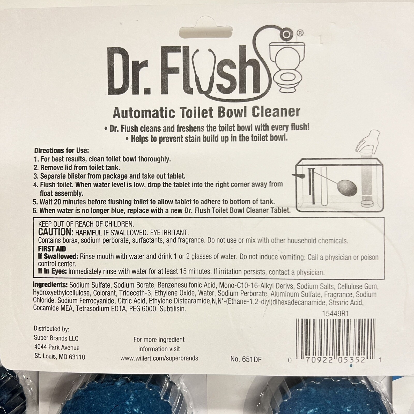 Dr. Flush Automatic Toilet Bowl Cleaner Tablets - Blue - 24 Pack