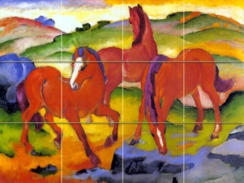 Tile Mural Red Horses M. Franz Kitchen Bathroom Shower Backsplash Marble Ceramic