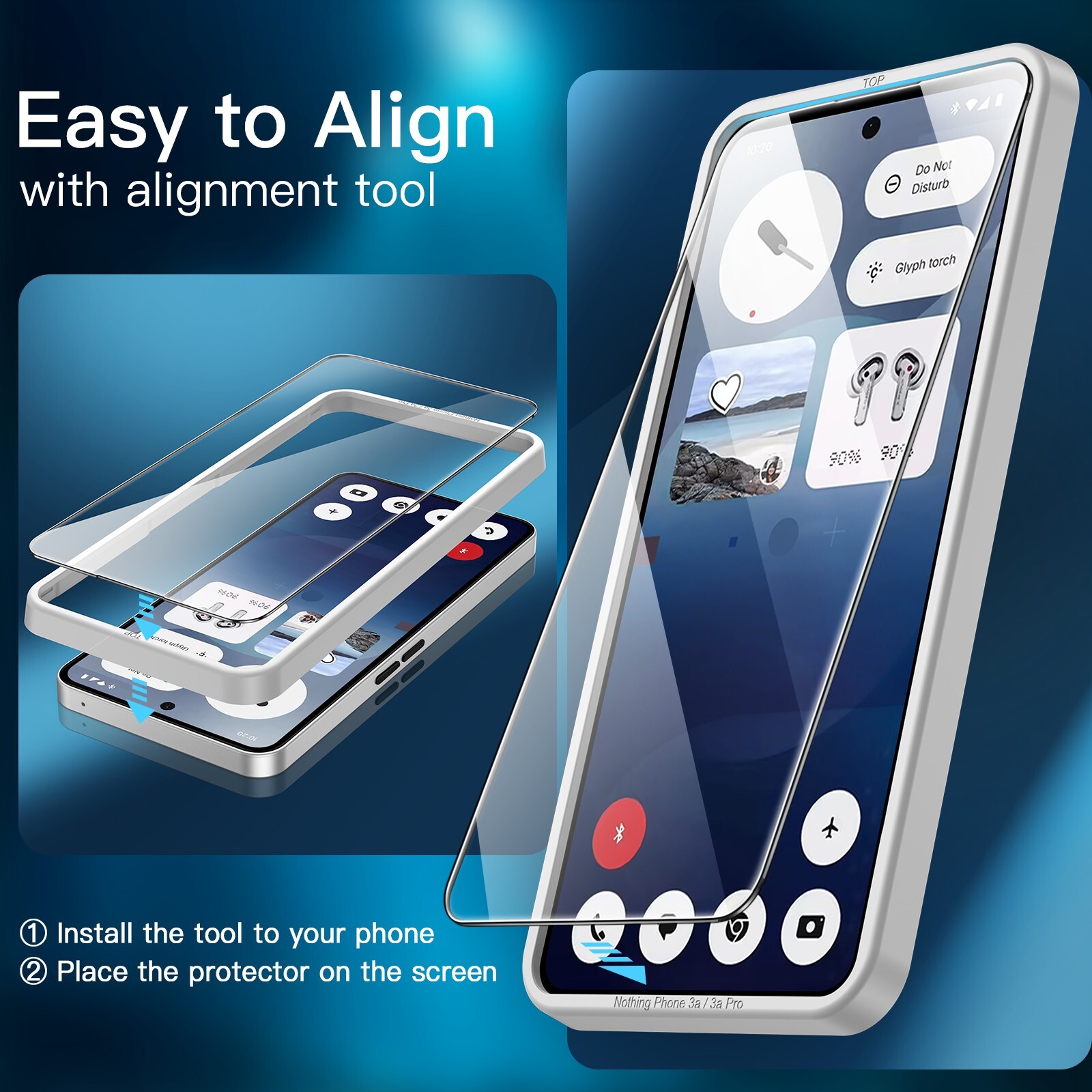 Screen Protector for Nothing Phone 3a, with Easy Installation Tool, 3-Pack