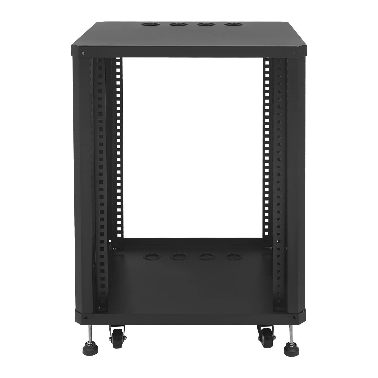 15U Audio Rack, Audio Rack with Feet & Wheels, Rolling Studio Rack Case