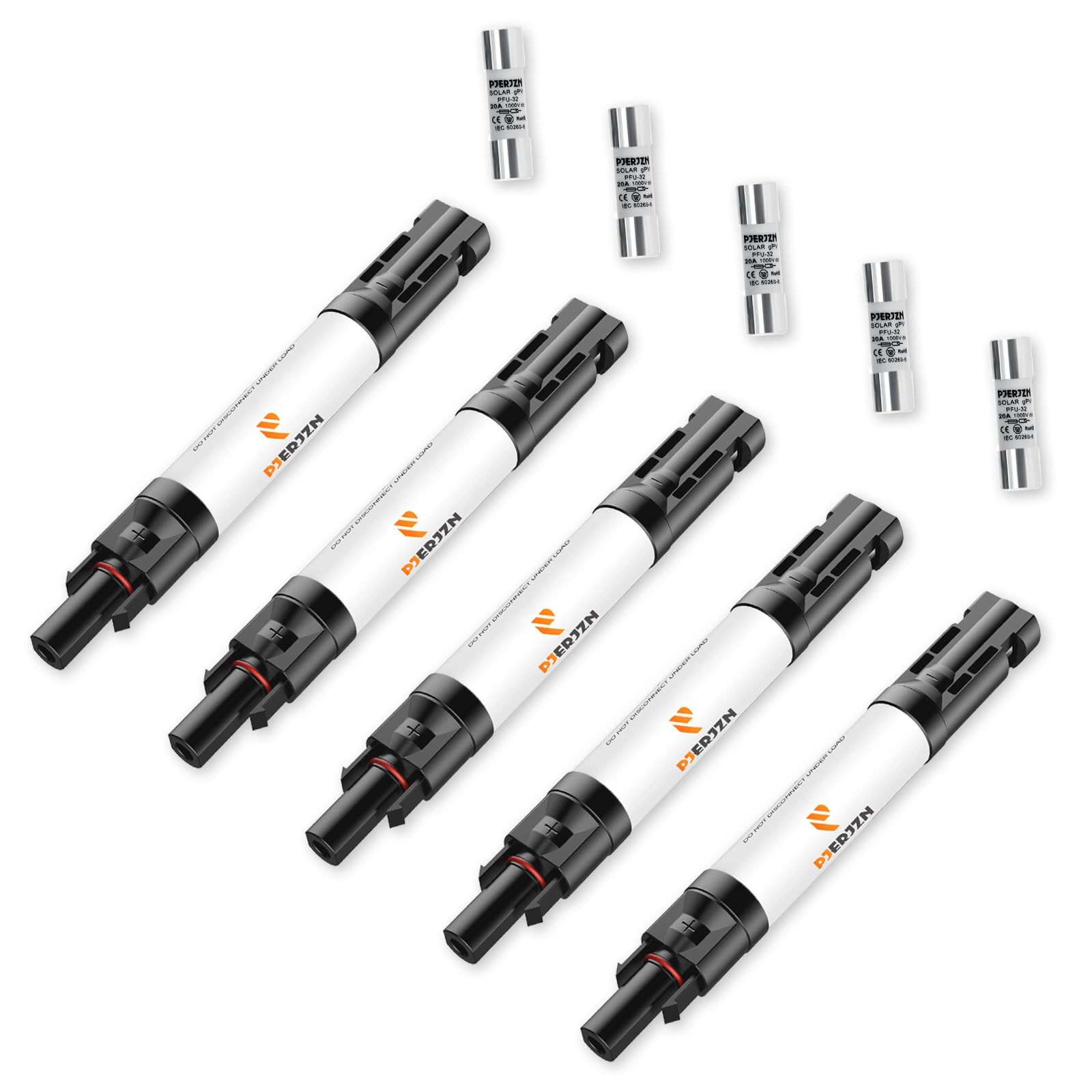 PJERJZN 15A Solar Panel Fuse Holder 1000V w/ PV Fuse Inline Connector 15Amp