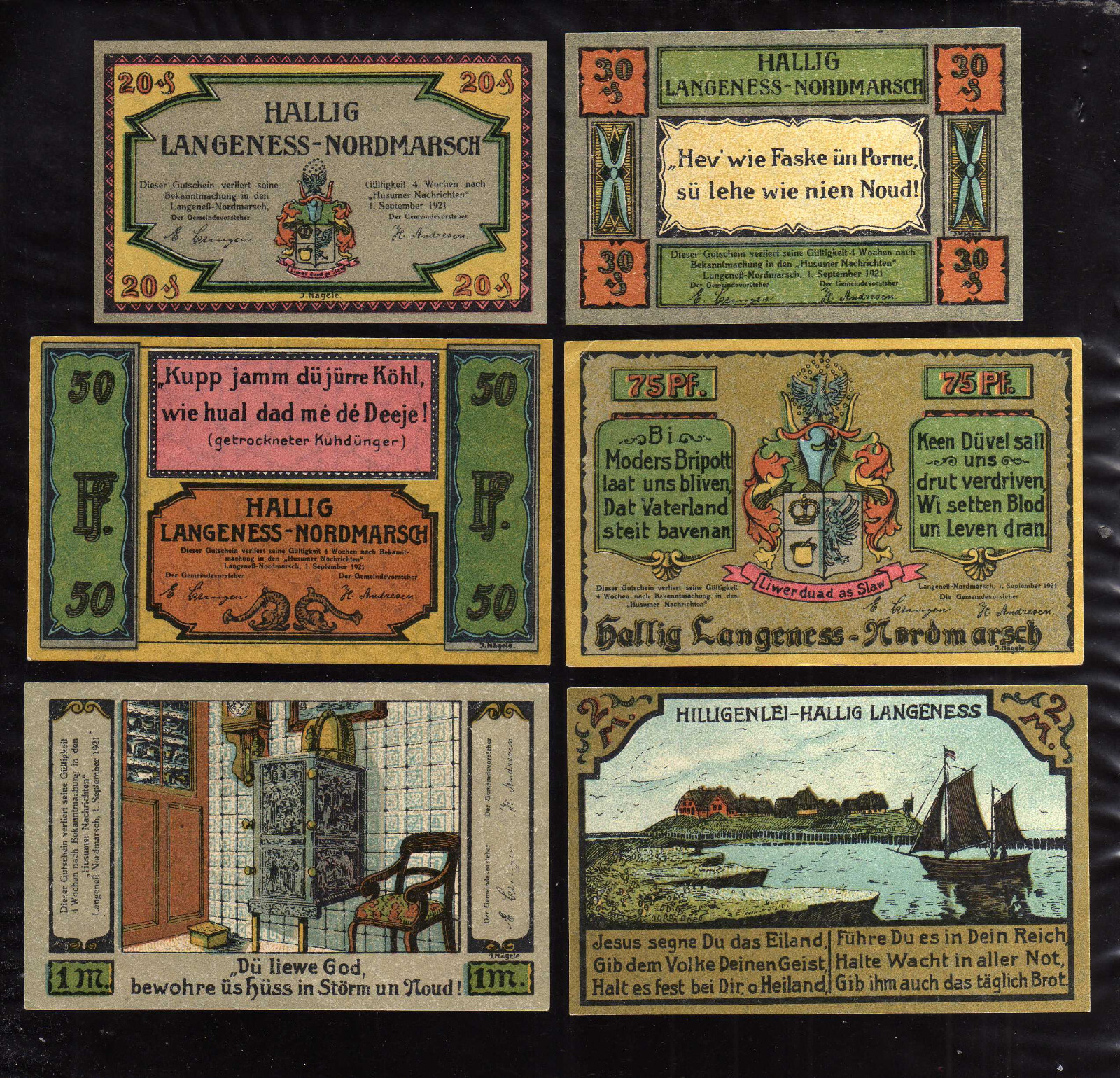 3R171 GERMANY NOTGELD - HALLIG LANGENESS NORDMARSCH - COMPLETE SET