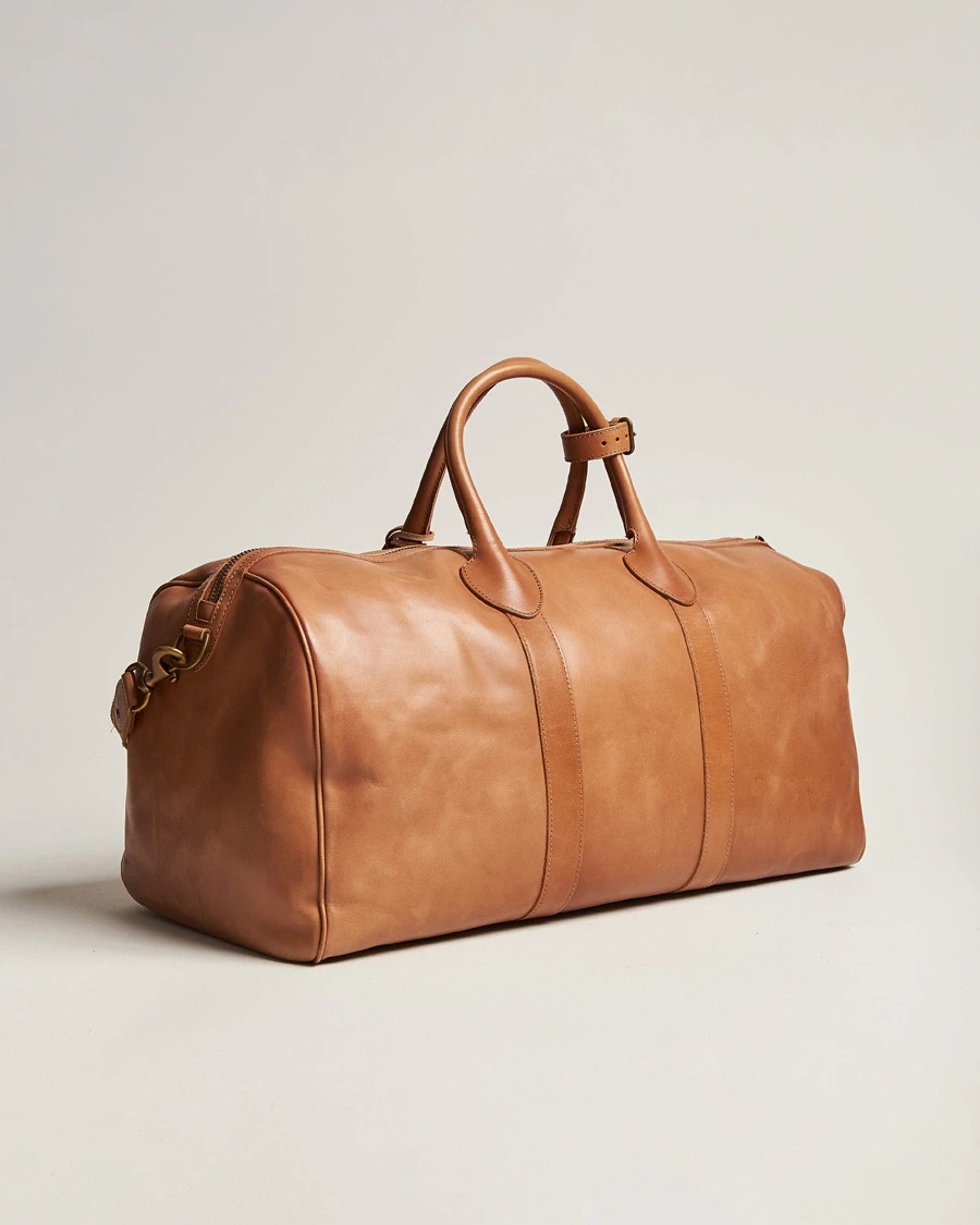 VTG Polo Ralph Lauren Light Brown Genuine Leather Duffel Heritage Travel Bag
