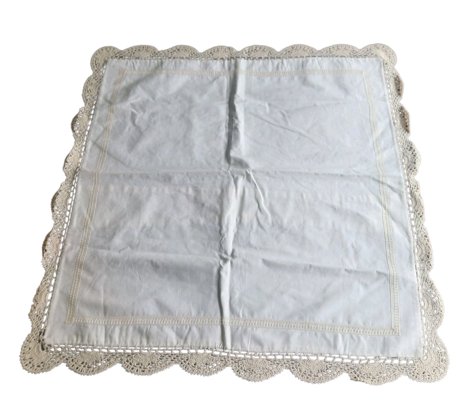 Winterthur Museum Cloe Cream Cotton Euro Pillow Sham Lace Crochet Trim New