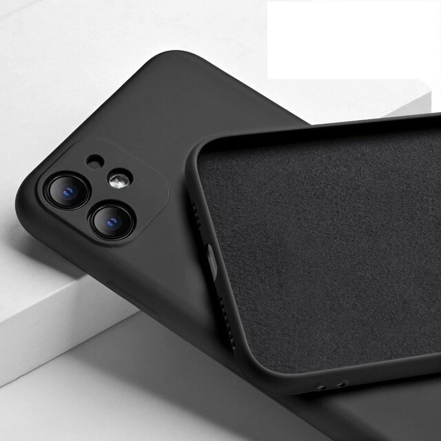 iPhone 11 Liquid Silicon Black Case, Shockproof Full Protective Case