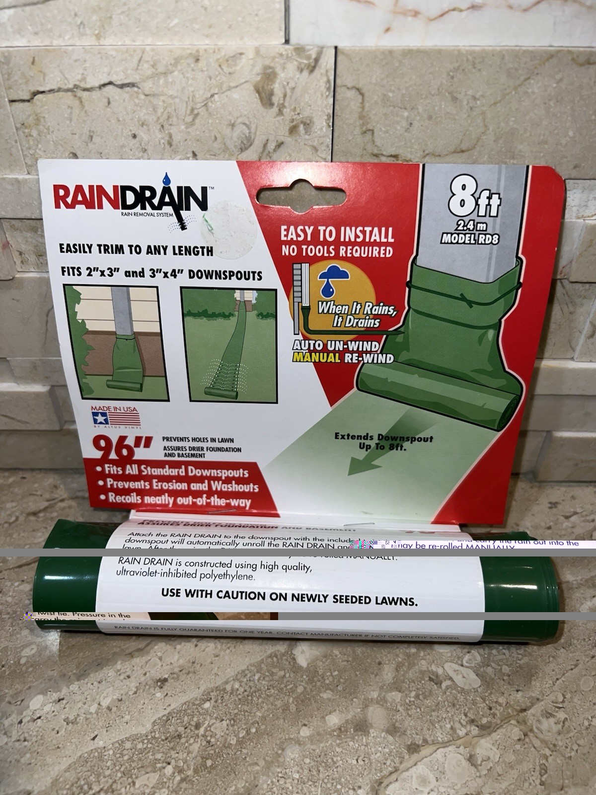 RAINDRAIN 96" OR 8 FT EASILY TRIM TO ANY LENGHT RAIN REMOVAL SYSTEM